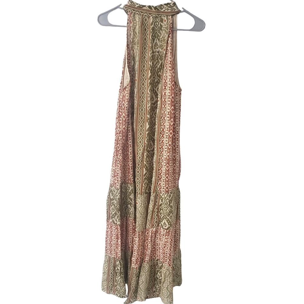 Zara Green/Rust & Gold Shiny Midi Serena Dress - Large - Picture 2 of 8